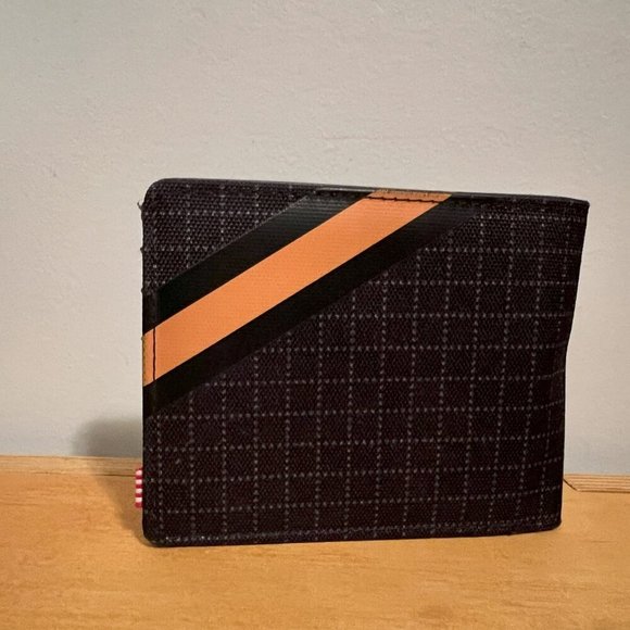 NWOT HERSCHEL SUPPLY Roy Wallet - Black Grid/Orange HERSCHEL SUPPLY - - Picture 2 of 4